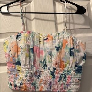 Abercrombie & Fitch Colorful Floral Smocked Crop Top